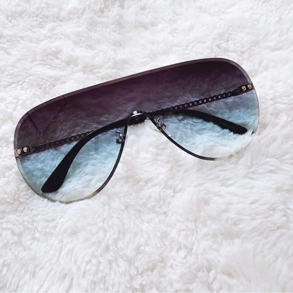Jasmine Clear Blue Sleek Single-Lens Sunglasses